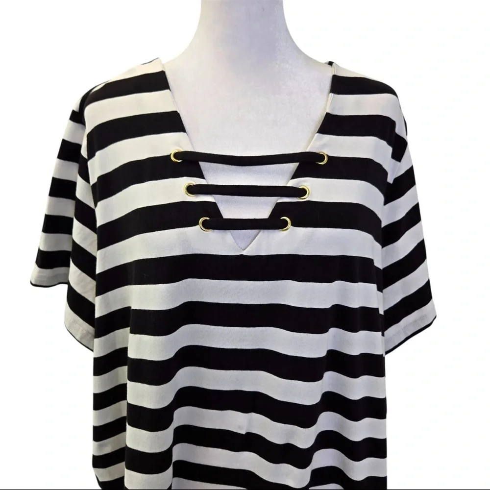 Michael Kors black and white striped t-shirt dress